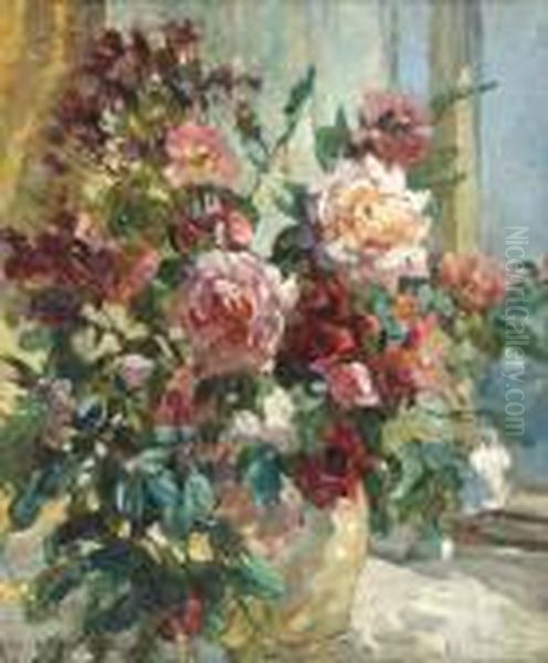 Vase Of Roses In A Sunlit Window - view 1