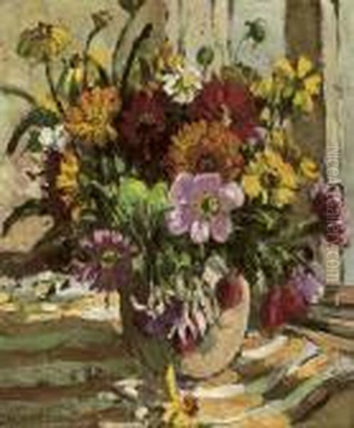 Summer Flowers In A Vase Before A Window - view 1