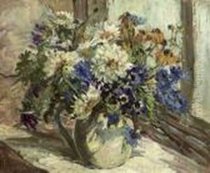 Summer Flowers In A Jug, On A Window Sill by Dorothea Sharp