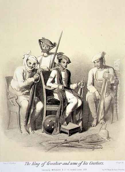 The King of Gwalior and Some of his Courtiers, from Voyage in India, engraved by Jules Trayer 1824-1901 pub. in London, 1858 - view 1