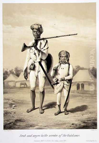 Arab and Negro in the Service of the Guickwar, from 'Voyage in India', engraved by Louis Henri de Rudder 1807-81 pub. in London, 1858 - view 1