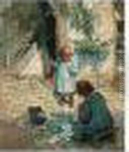 Sewing In The Sun by Dorothea Sharp