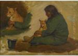 Seated Indian With Dog