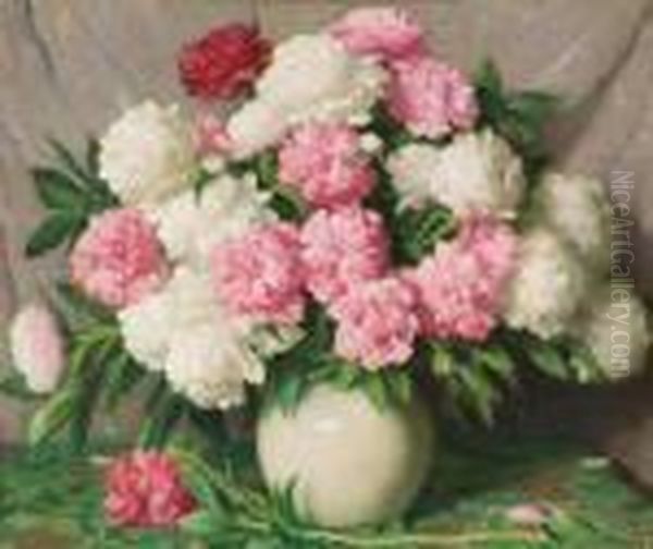 Red And White Peonies In A Chinese Bowl - view 1