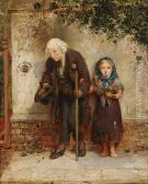 "alter Mann Und Madchen Beim Betteln" - view 1