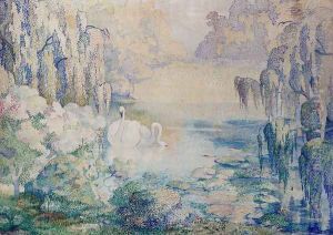 Swans On A Lake by Karl Schneider