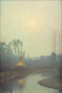Early Moonlight On The Little Big Horn River, Montana