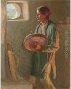 At A Pueblo Window - Taos (firelight And Daylight) by Joseph Henry Sharp