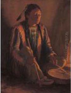 White Weasel-taos Firelight by Joseph Henry Sharp