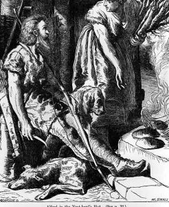 Alfred 849-99 in the Neat-herds hut, engraved by Pearson Alfred 849-99 in the Neat-herds hut, engraved by Pearson