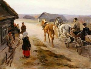 Arrival of a School-Mistress in the Country, c.1908-14 by Aleksi Stepanovich Stepanov