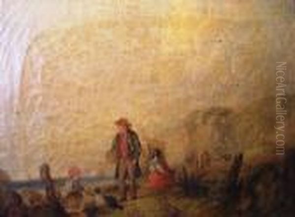 Fisherman And Family On A Beach - view 1