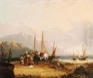 Shayer Figures On A Beachunloading The Catch by William Joseph Shayer
