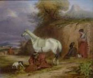 Figures Resting With Horse And Dog Figures Resting With Horse And Dog