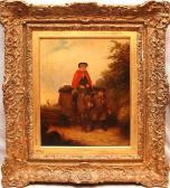 Woman On Donkey W/ Man On Path - view 1