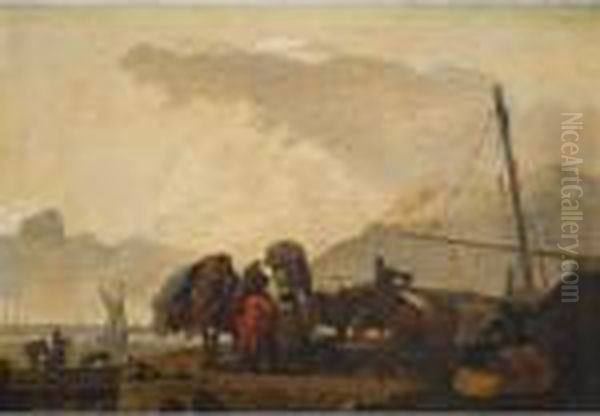 Beach Scene Together With Norwich School Highland Landscape - view 1