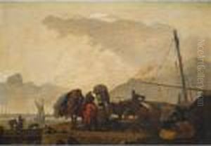 Beach Scene Together With Norwich School Highland Landscape by William Joseph Shayer