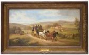 A Coach And Horses Traveling On A Country Lane