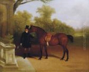 A Groom With A Bay Cob, At The Door Of A Mansion