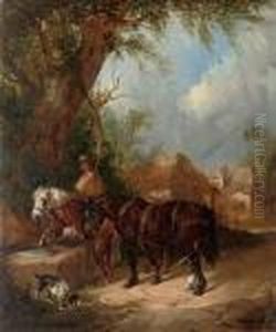 Horses Watering At The Trough by William Joseph Shayer