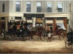 The Duke Of Beaufort's Coach Leaving The Bull And Mouth Coach Office For Brighton by William Joseph Shayer