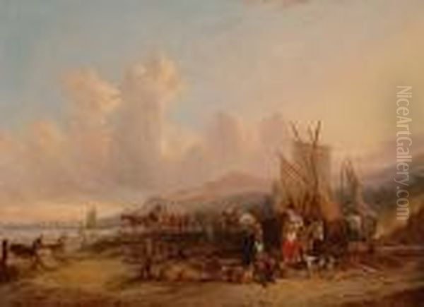 Fisherfolk On The Shore. - view 1