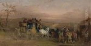 A Coach And Four At A Blacksmiths