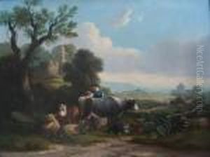 Country Scenes With Figures Tending Animals