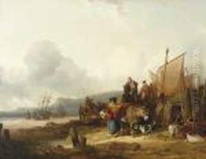 Unloading The Catch by Snr William Shayer