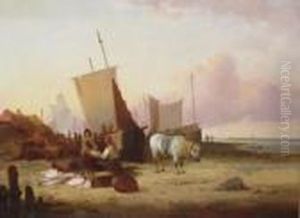 Coastal Scene With Fisherfolk