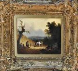 Travellers In A Forest Clearing