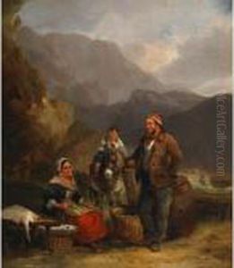 The Fisherman And His Family by Snr William Shayer