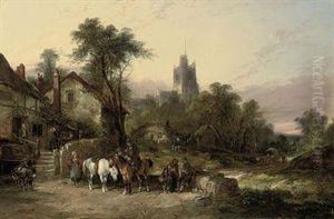 Carousing Outside The Royal Oak Inn by Snr William Shayer