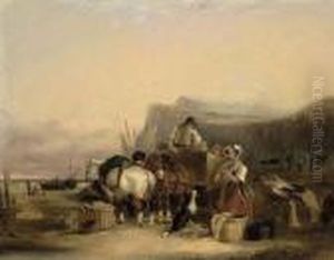Unloading The Day's Catch by Snr William Shayer