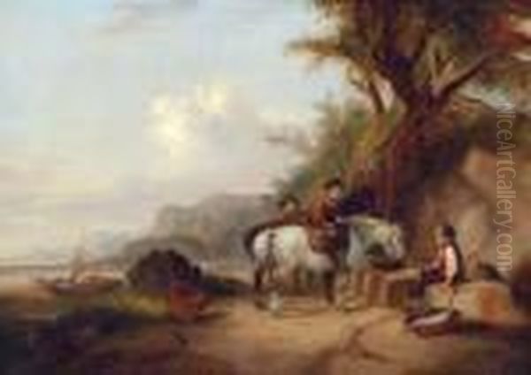 Horses And Figures On A Beach - view 1