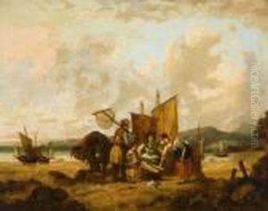 Cleaning The Catch. by Snr William Shayer