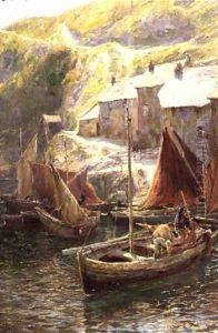 Fishing Boats, Polperro, Cornwall by George Swinstead