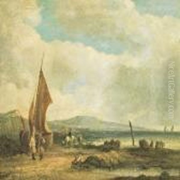 People And Boats By The Coast - view 1
