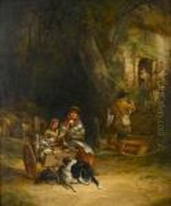 A Rabbit Seller In The New Forest by Snr William Shayer