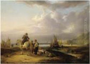 A Horseman Conversing With Two Fishermen A Horseman Conversing With Two Fishermen