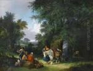 Travellers Resting, A View In The New Forest, Hampshire by Snr William Shayer
