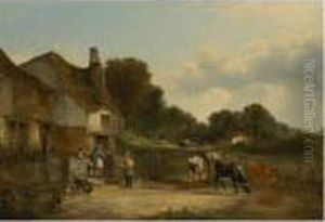 The Village Meeting Place by Snr William Shayer