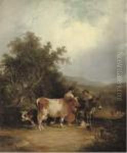 A Romantic Encounter On A Hilltop by Snr William Shayer