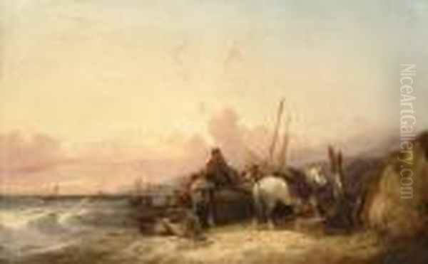 Kustbild Med Figurer Pa Strand - view 1