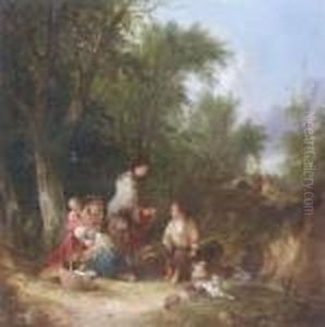 A Gypsy Camp In The New Forest by Snr William Shayer