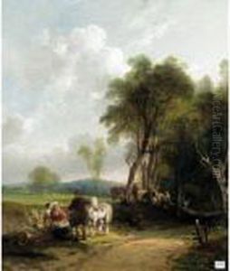Travellers Resting At The Roadside by Snr William Shayer