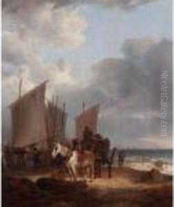 Loading Fish, Near Southampton by Snr William Shayer