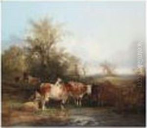 The Watering Place by Snr William Shayer