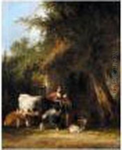 Outside The Cottage by Snr William Shayer