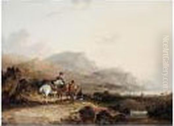 A Rocky Coastal Landscape With Travellers On A Path - view 1